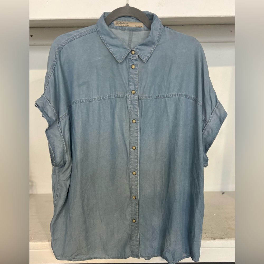 All Saints Chambray Button-Up Shirt